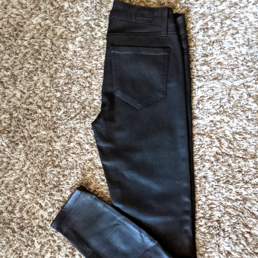 Paige Verdugo Black Coated Ankle Skinny Jeans 26